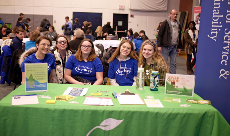 The Champlain College Eco Reps booth at an Admitted Student Day Event.