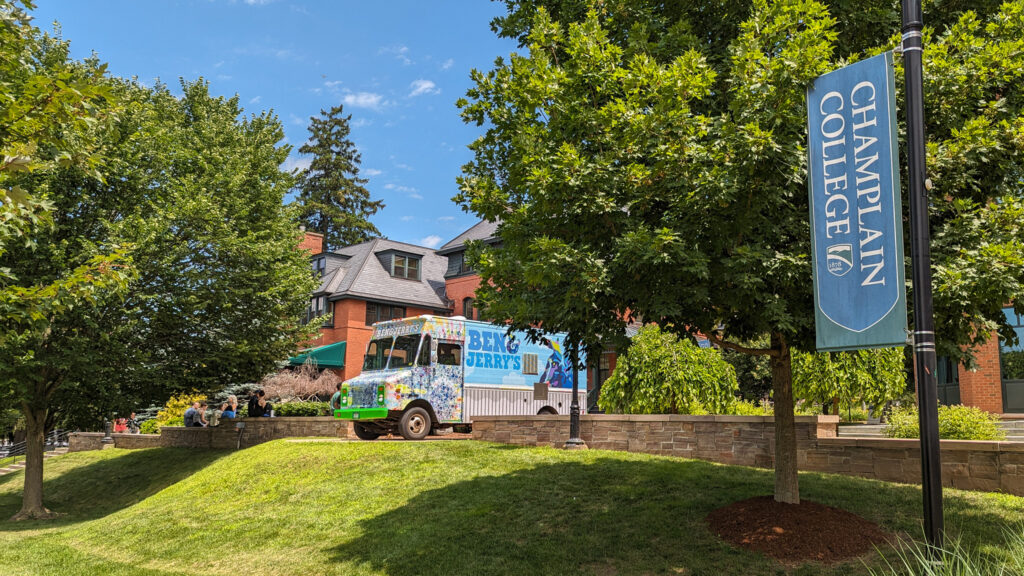 Ben and Jerry's ice cream truck at Champlain College campus
